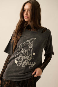 Howdy Honey Slashed Western Graphic Tee - ShopPromesa