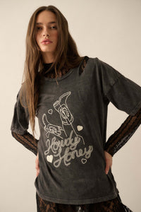 Howdy Honey Slashed Western Graphic Tee - ShopPromesa