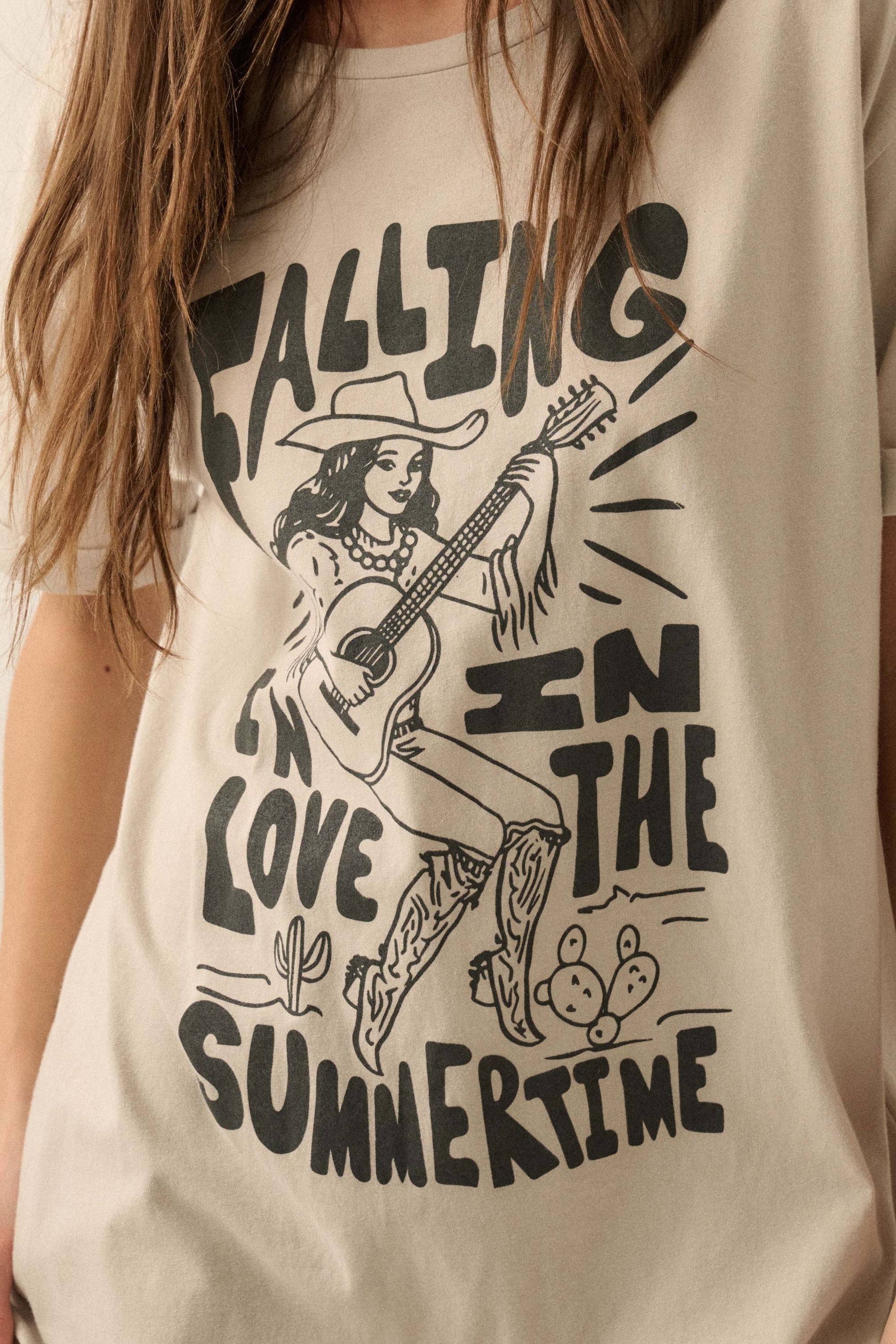 Cowgirl Summertime Love Oversize Graphic Tee - ShopPromesa