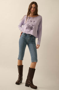 Cowgirl in Love Cropped Long-Sleeve Graphic Tee - ShopPromesa