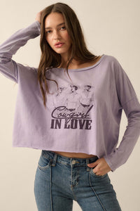 Cowgirl in Love Cropped Long-Sleeve Graphic Tee - ShopPromesa