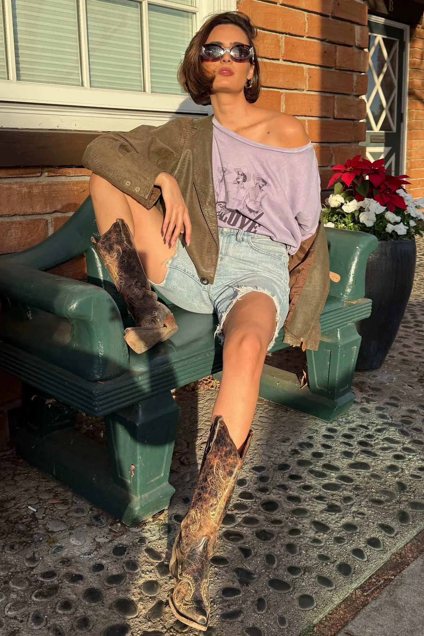 Cowgirl in Love Cropped Long-Sleeve Graphic Tee