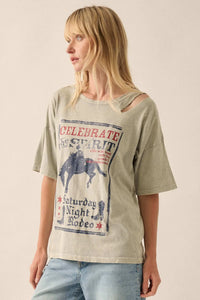 Celebrate the Spirit Slashed Western Graphic Tee - ShopPromesa