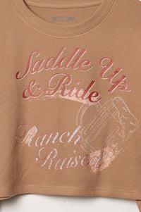 Saddle Up & Ride Cropped Thermal Graphic Top - ShopPromesa