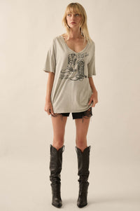 Dirt on My Boots Vintage-Wash V-Neck Graphic Tee - ShopPromesa
