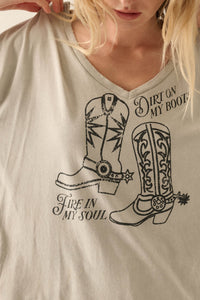 Dirt on My Boots Vintage-Wash V-Neck Graphic Tee - ShopPromesa