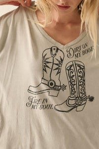 Dirt on My Boots Vintage-Wash V-Neck Graphic Tee - ShopPromesa