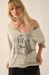 Dirt on My Boots Vintage-Wash V-Neck Graphic Tee - ShopPromesa