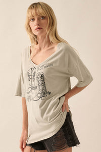 Dirt on My Boots Vintage-Wash V-Neck Graphic Tee - ShopPromesa