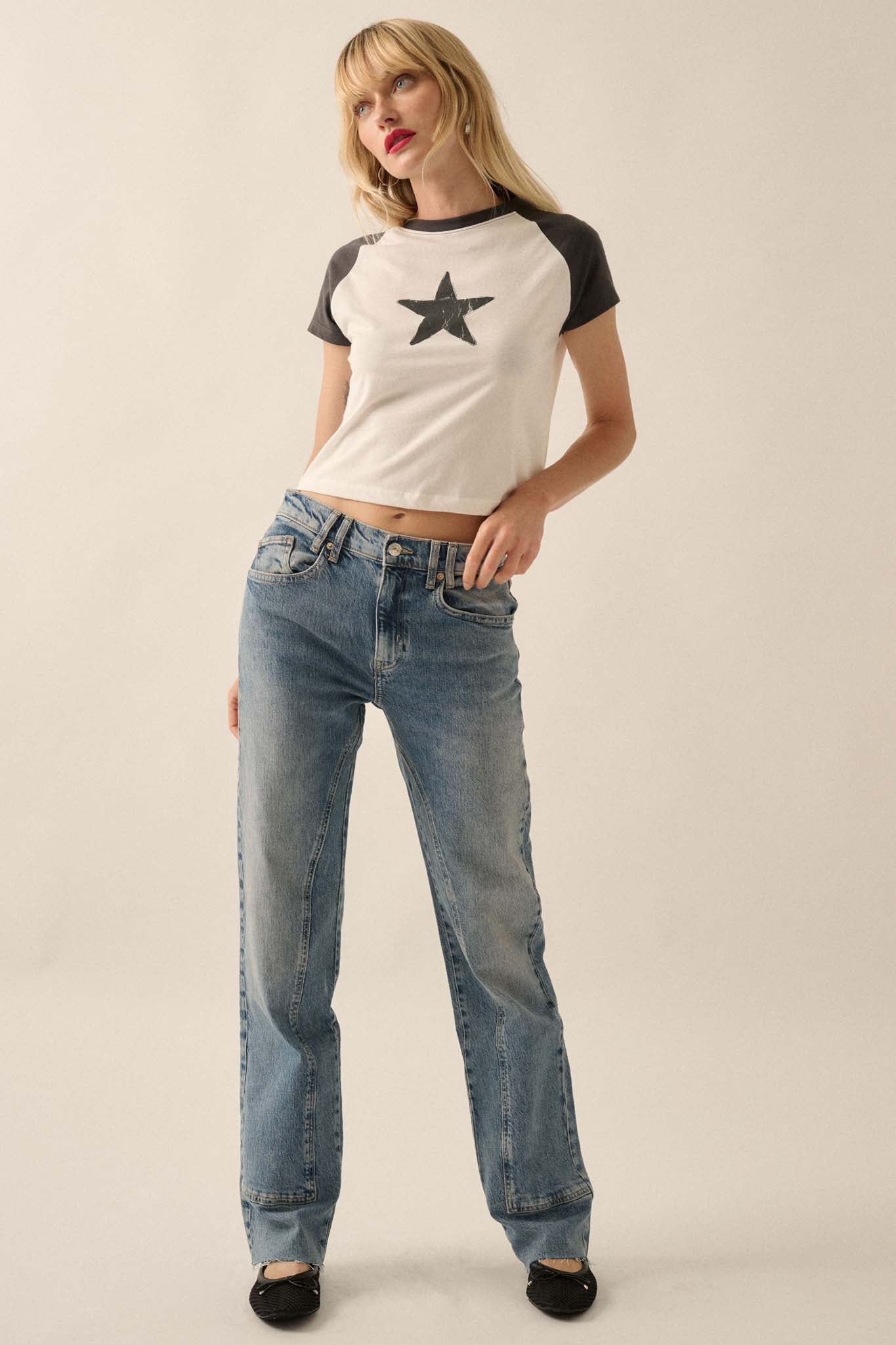 Starstruck Cropped Raglan Graphic Baby Tee - ShopPromesa