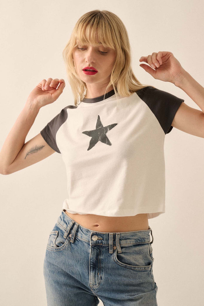 Starstruck Cropped Raglan Graphic Baby Tee - ShopPromesa