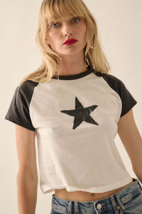 Starstruck Cropped Raglan Graphic Baby Tee - ShopPromesa