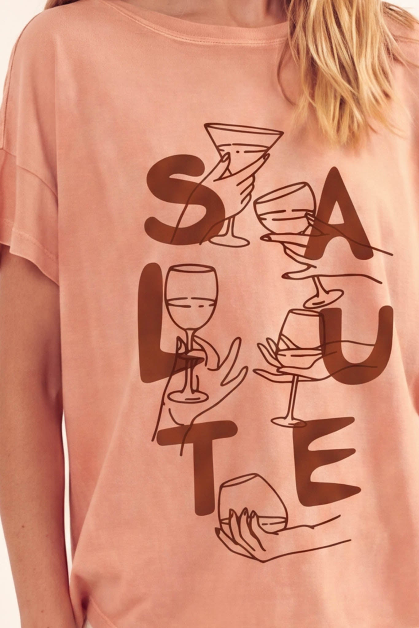 Salute Wine Toast Vintage-Wash Graphic Tee - ShopPromesa