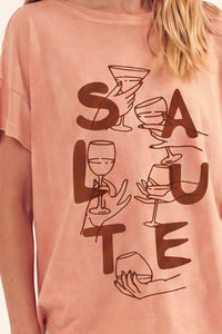 Salute Wine Toast Vintage-Wash Graphic Tee - ShopPromesa