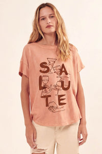 Salute Wine Toast Vintage-Wash Graphic Tee - ShopPromesa