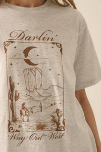 Darlin' Way Out West Heather Western Graphic Tee - ShopPromesa