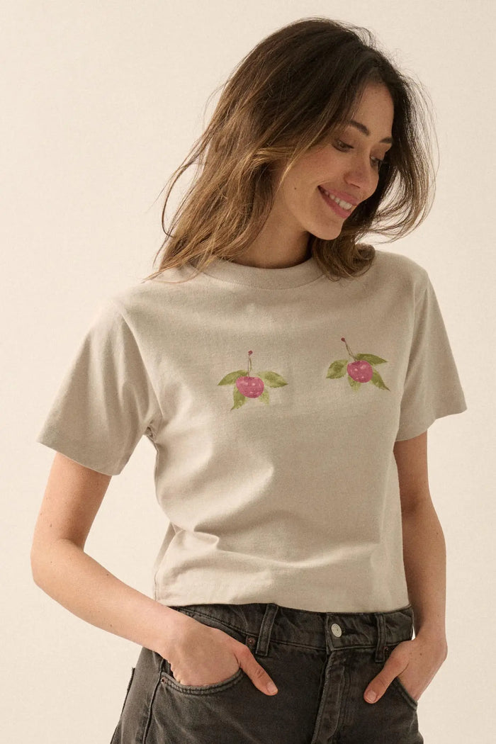 Wild Cherries Garment-Dyed Cropped Graphic Tee - ShopPromesa