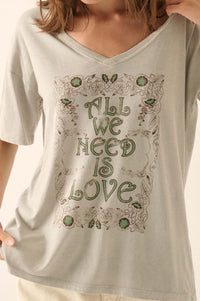 All We Need Is Love V-Neck Graphic Tee - ShopPromesa