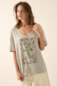 All We Need Is Love V-Neck Graphic Tee - ShopPromesa