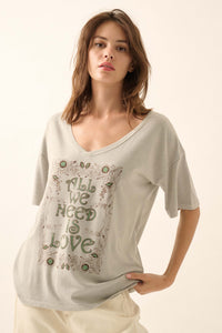 All We Need Is Love V-Neck Graphic Tee - ShopPromesa