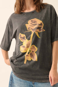 Golden Rose Oversized Distressed Graphic Tee - ShopPromesa