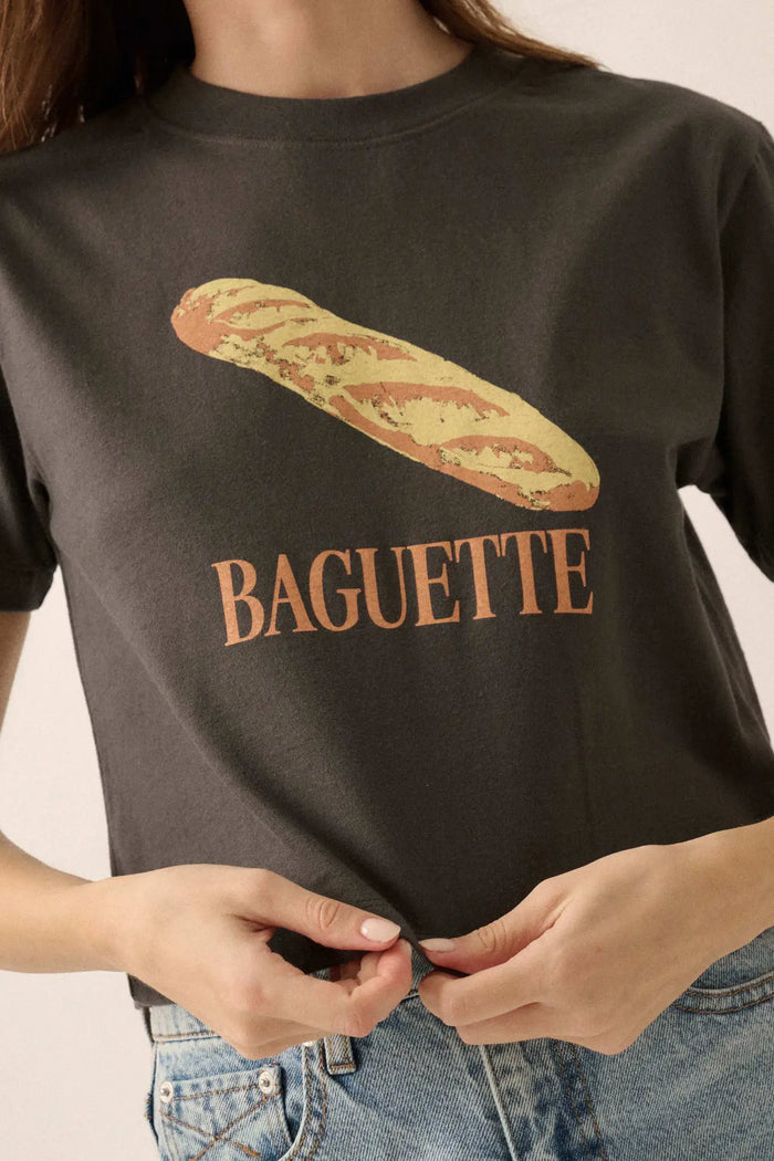 French Baguette Garment Dyed Cropped Graphic Tee - ShopPromesa