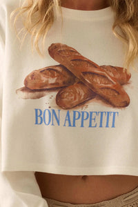 Bon Appetit Baguette Cropped Thermal Graphic Top - ShopPromesa