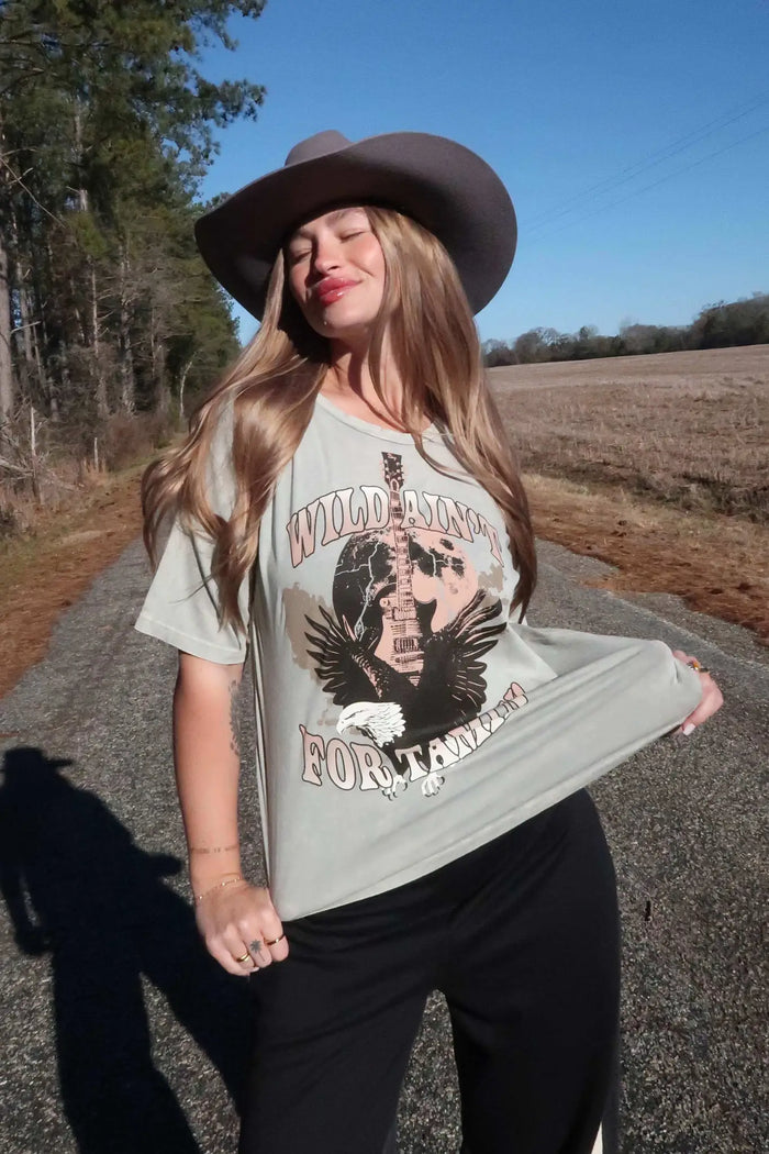 Wild Ain't For Tamin' Slashed Graphic Tee - ShopPromesa