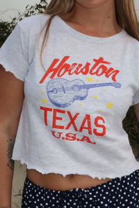 Houston Texas Cropped Graphic Baby Tee - ShopPromesa