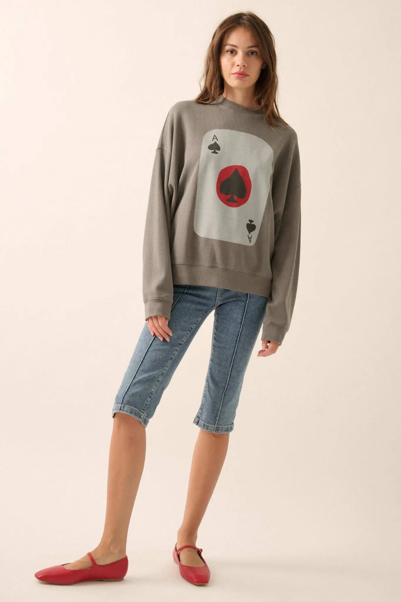 Ace of Spades Oversize Thermal Graphic Top - ShopPromesa