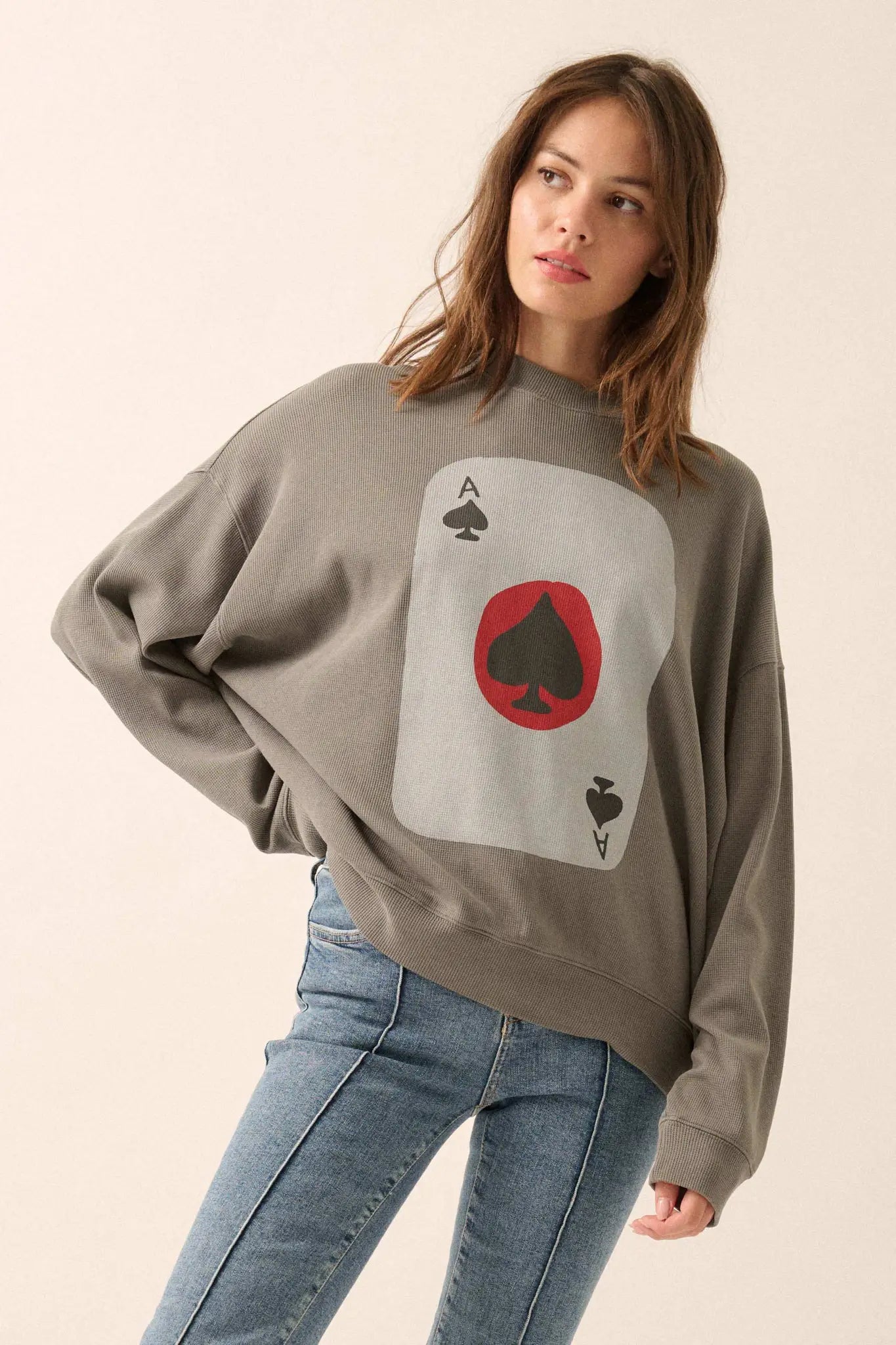 Ace of Spades Oversize Thermal Graphic Top - ShopPromesa