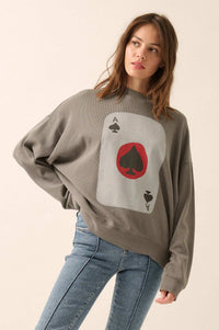 Ace of Spades Oversize Thermal Graphic Top - ShopPromesa