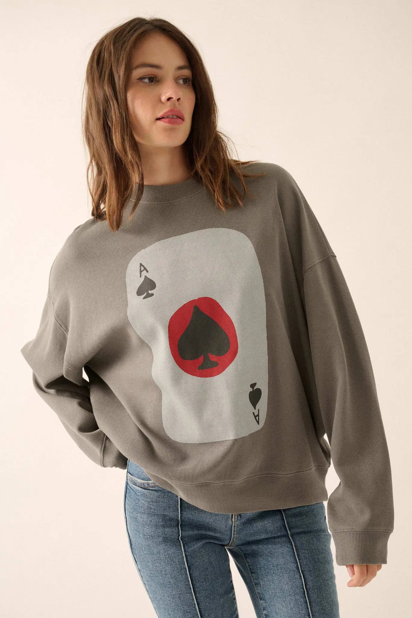 Ace of Spades Oversize Thermal Graphic Top - ShopPromesa