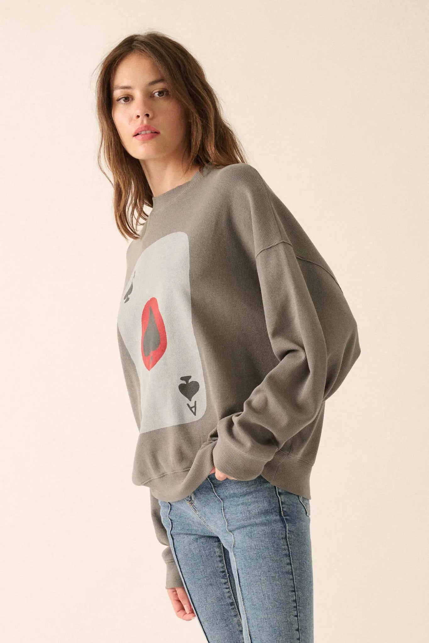 Ace of Spades Oversize Thermal Graphic Top - ShopPromesa