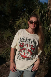 Memphis Rock 'N' Roll Distressed Graphic Tee - ShopPromesa