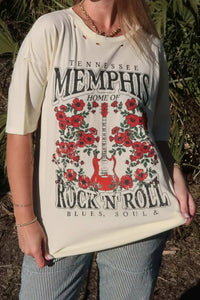 Memphis Rock 'N' Roll Distressed Graphic Tee - ShopPromesa