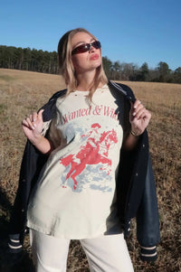 Wanted and Wild Distressed Graphic Tee - ShopPromesa