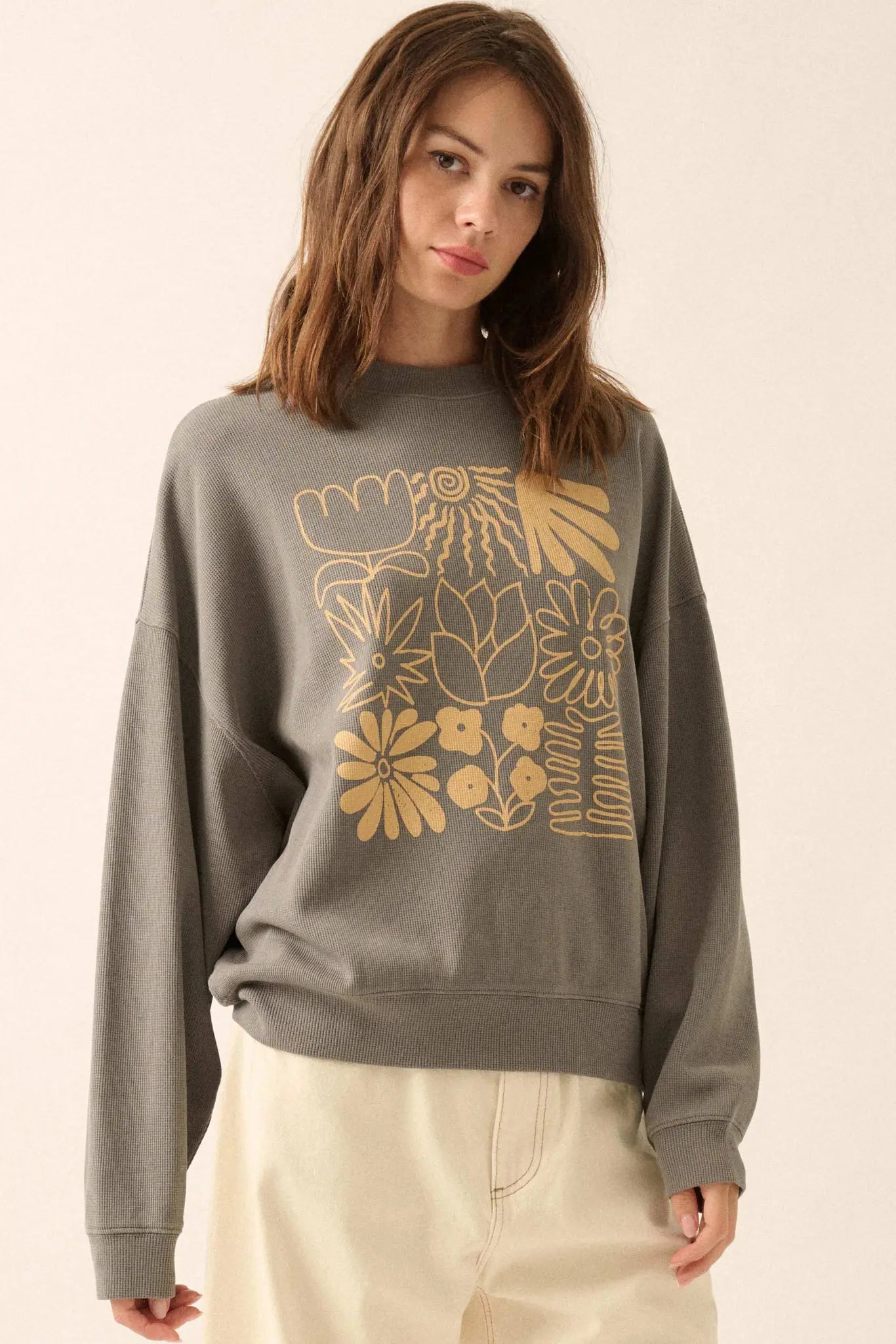 Doodle Garden Oversize Thermal Graphic Top - ShopPromesa