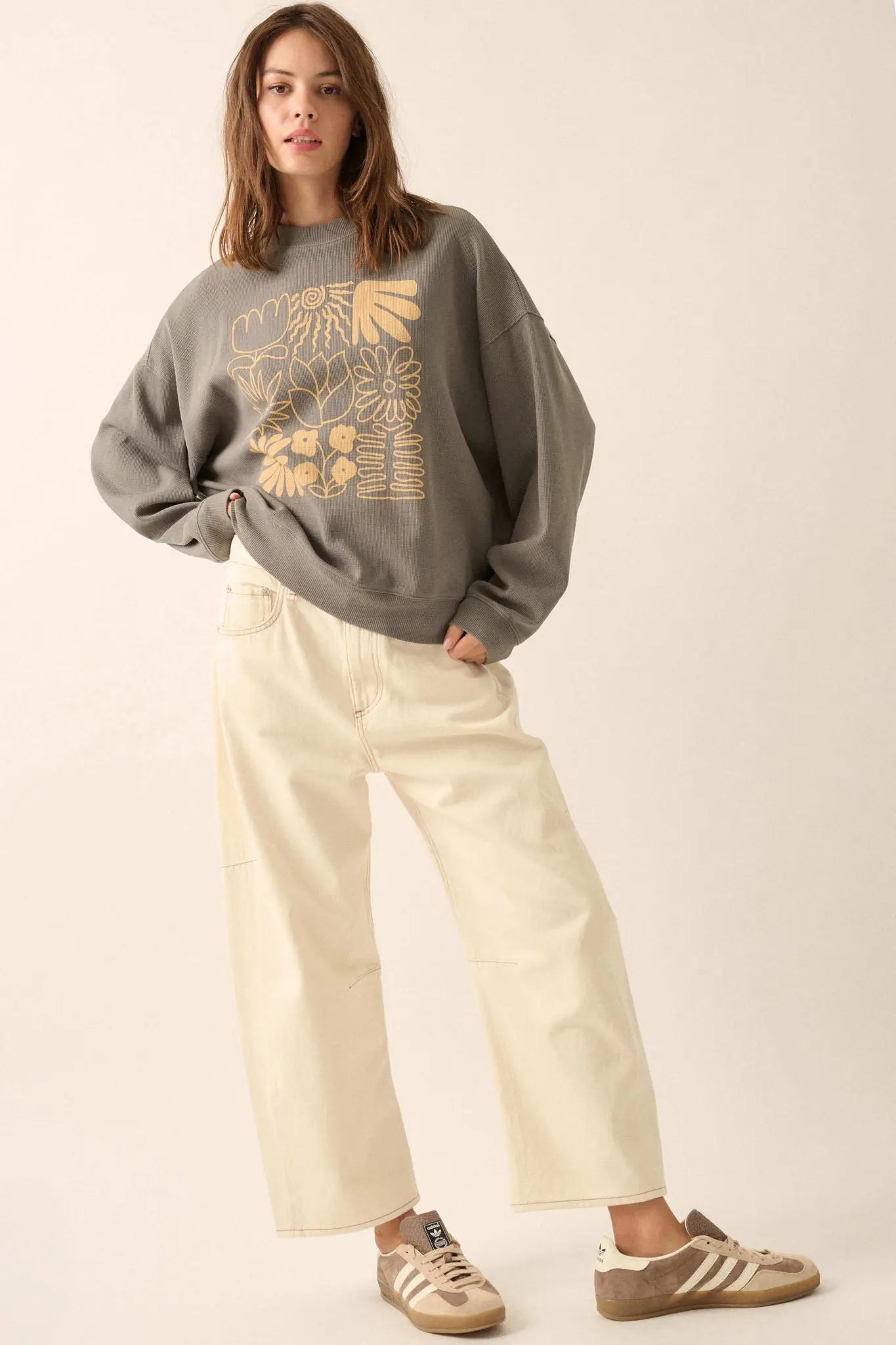 Doodle Garden Oversize Thermal Graphic Top - ShopPromesa