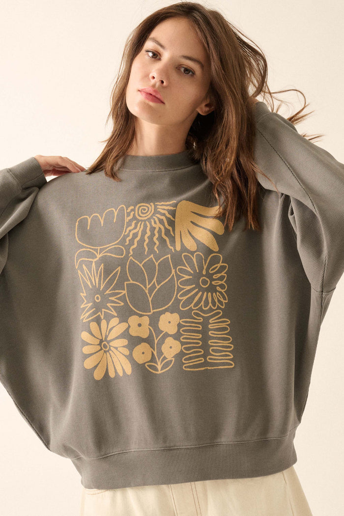 Doodle Garden Oversize Thermal Graphic Top - ShopPromesa