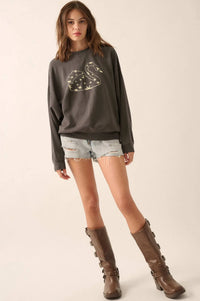Celestial Swan Garment-Dyed Graphic Sweatshirt - ShopPromesa
