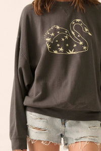Celestial Swan Garment-Dyed Graphic Sweatshirt - ShopPromesa