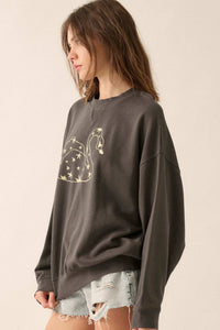 Celestial Swan Garment-Dyed Graphic Sweatshirt - ShopPromesa