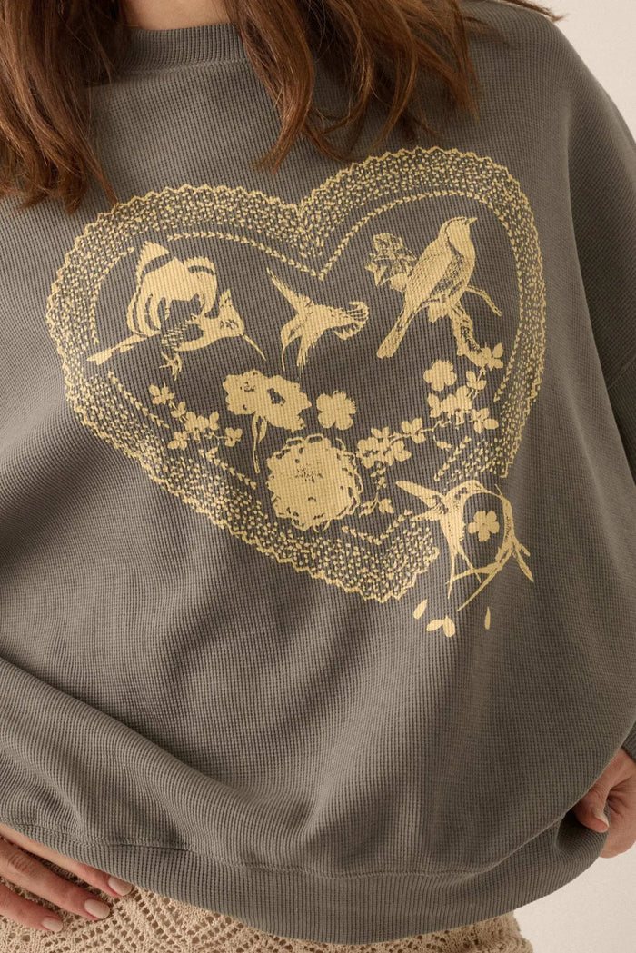 Love Birds Oversize Thermal Graphic Top - ShopPromesa