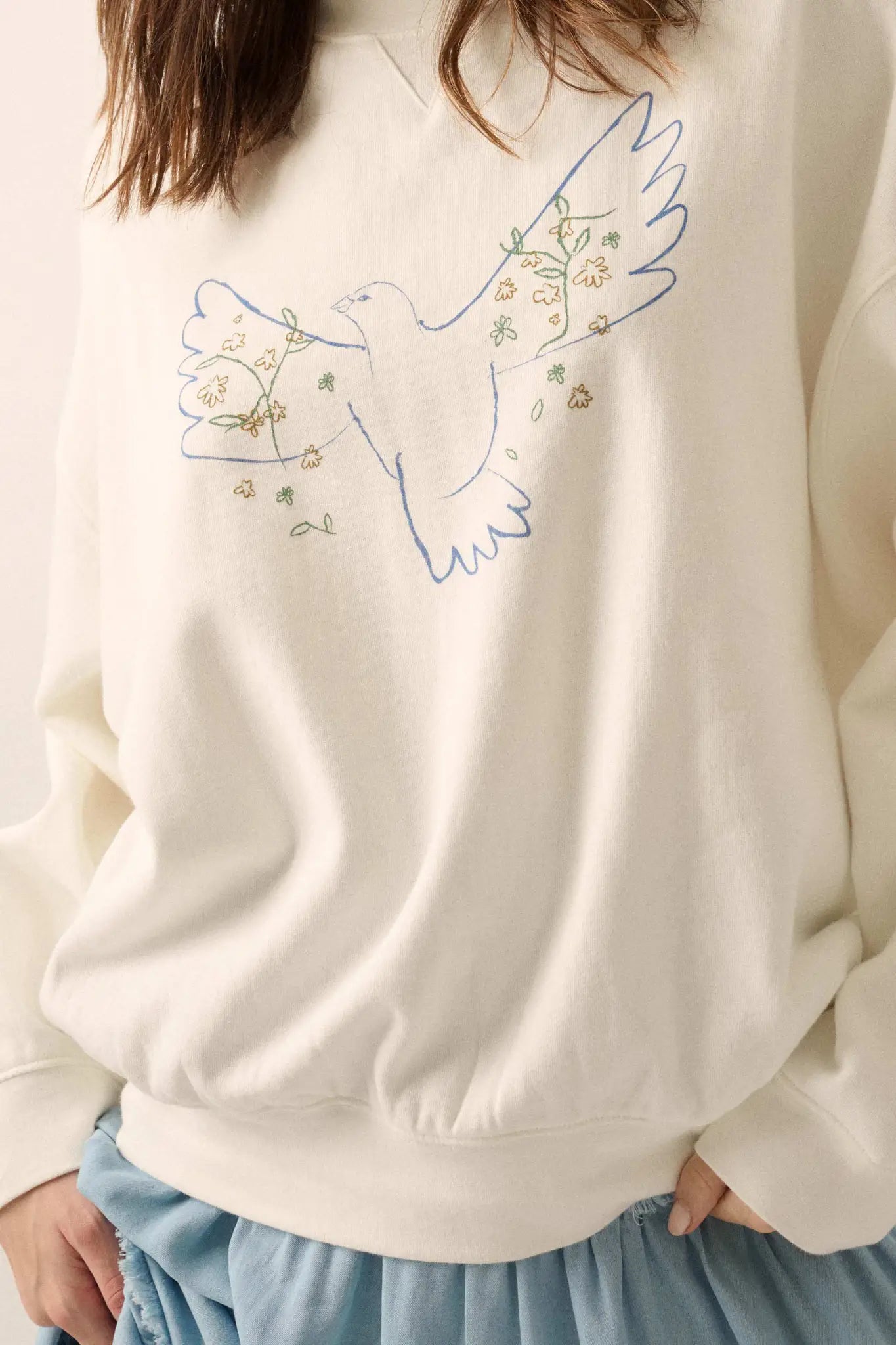 Peaceful Dove Hand-Drawn Graphic Sweatshirt - ShopPromesa