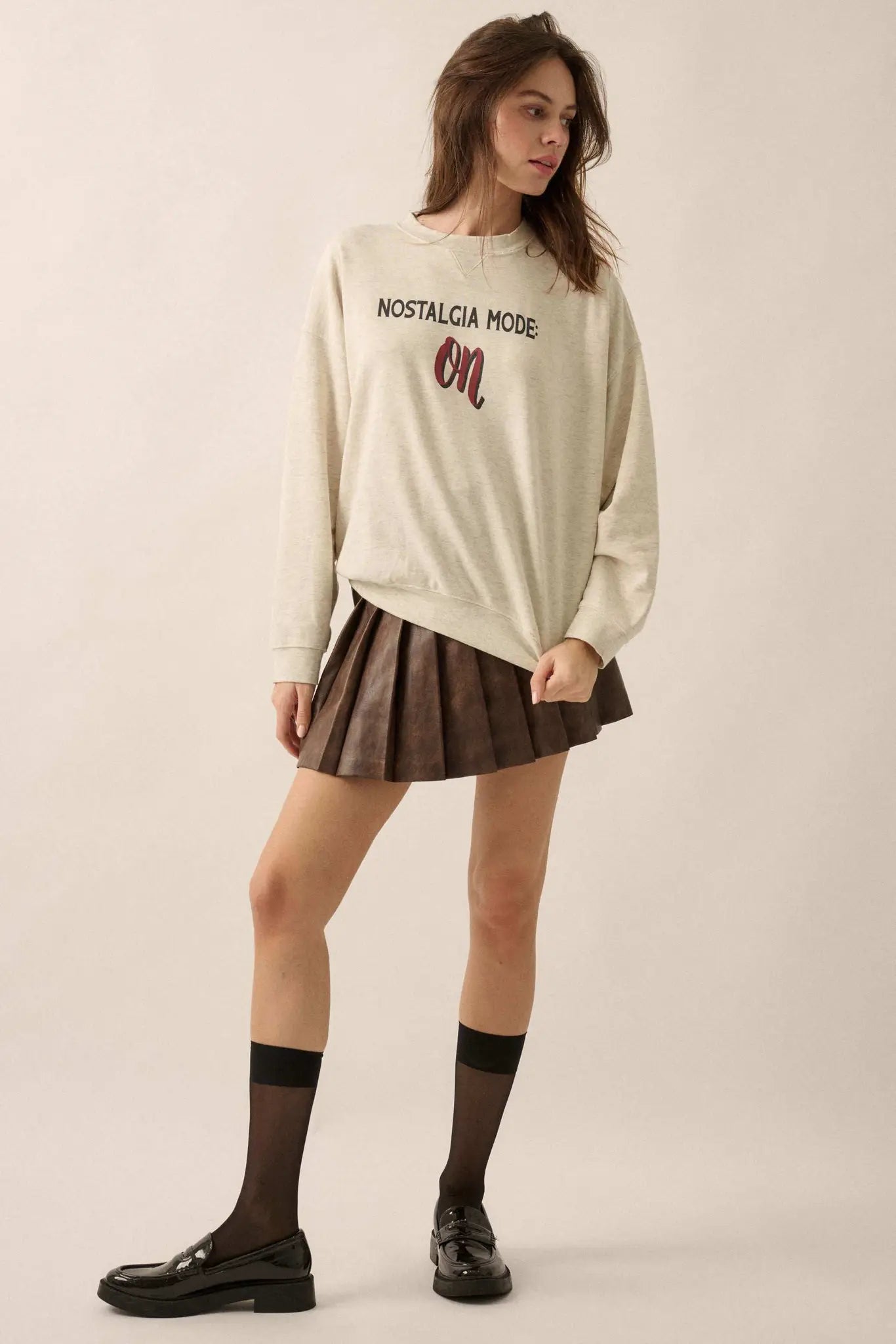 Nostalgia Mode On French Terry Graphic Sweatshirt - ShopPromesa