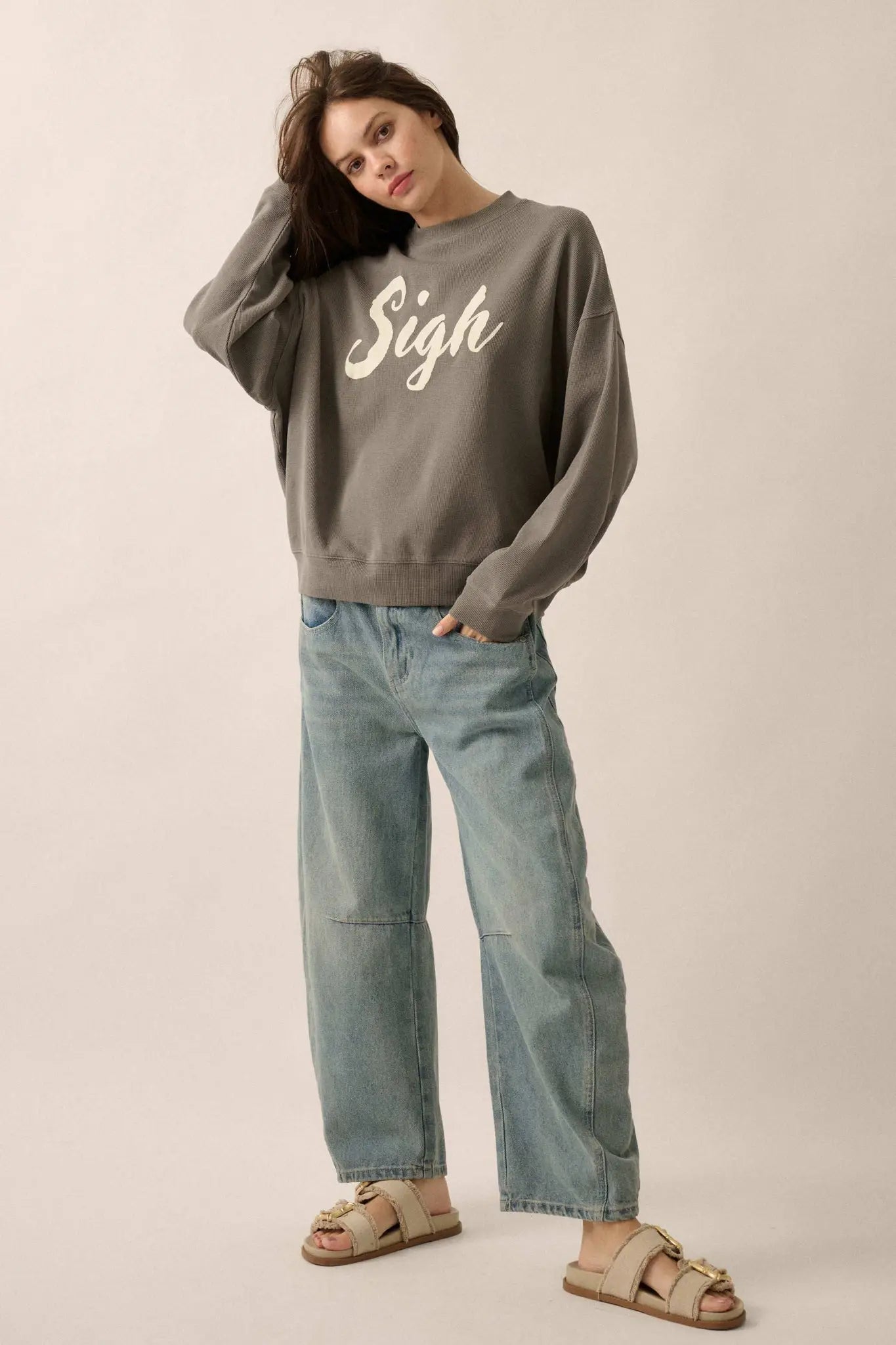 Big Sigh Oversize Thermal Graphic Top - ShopPromesa