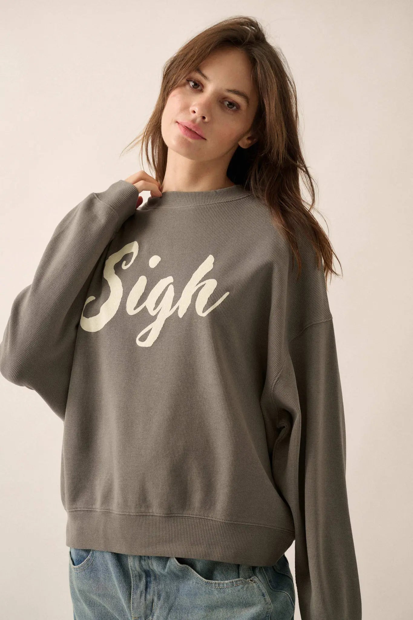Big Sigh Oversize Thermal Graphic Top - ShopPromesa