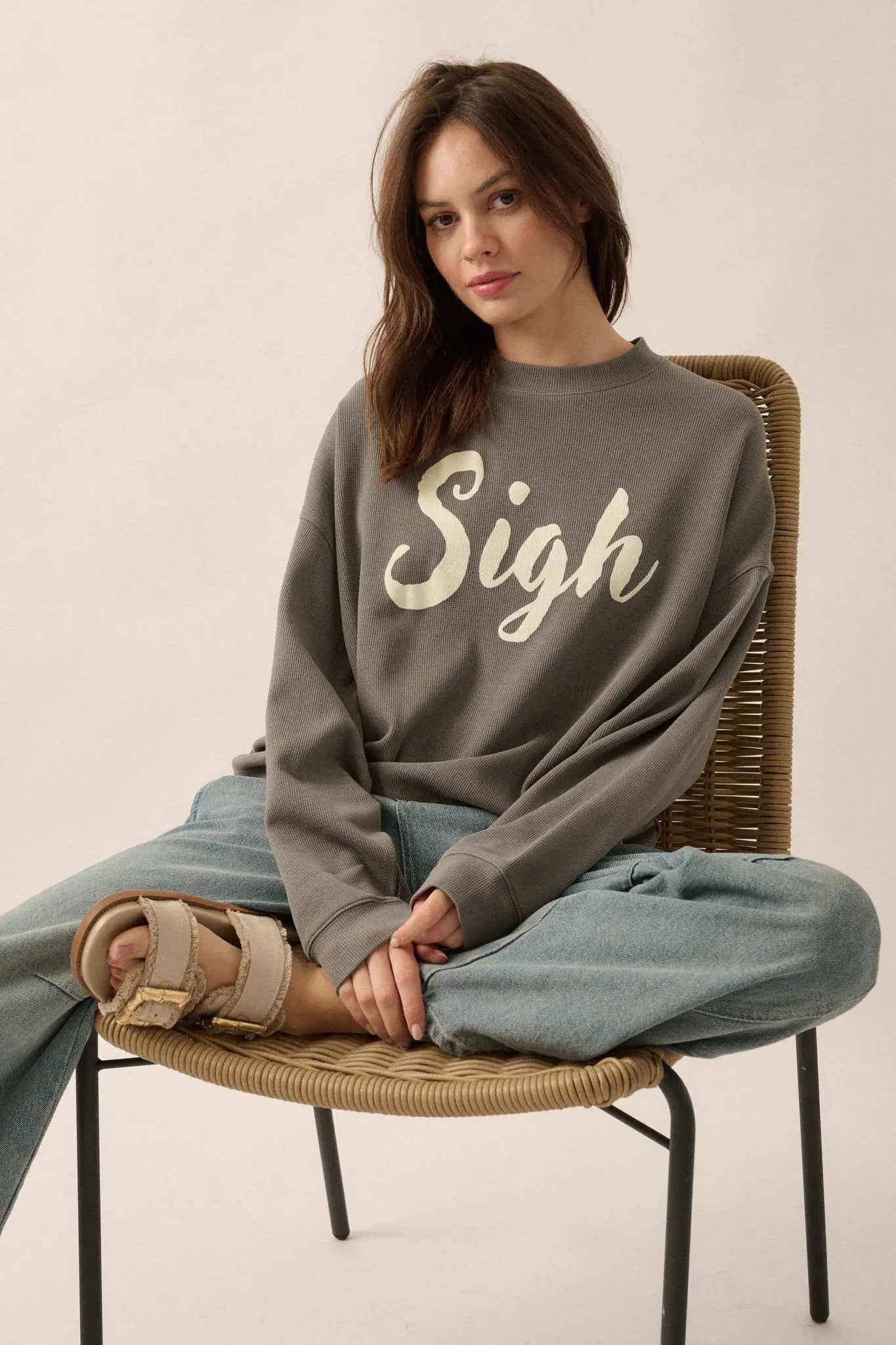 Big Sigh Oversize Thermal Graphic Top - ShopPromesa