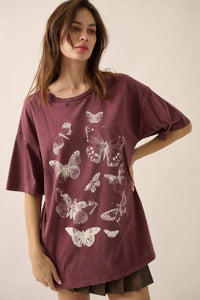 Butterfly Kisses Oversize Distressed Graphic Tee - ShopPromesa